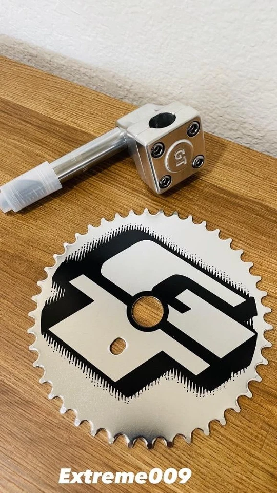 Anillo de cadena GT estilo mazo vástago plateado cuello de ganso DYNO Freestyle + logotipo GT 44t Foto 2 de 4