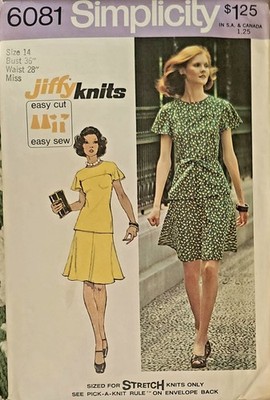Simplicity 6081 Retro Sz14 B36 Yoke Top Flair Skirt Belted Easy Sew  Uncut NEW