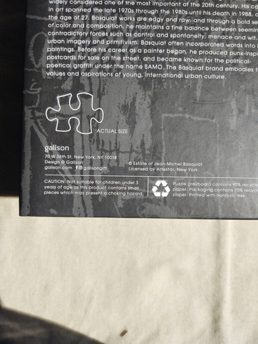 Sealed BASQUIAT BIRD ON MONEY 500 PIECE PUZZLE Book Style Box Galison 14" X 18" - Picture 6 of 23