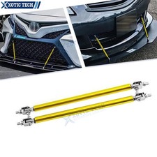 Adjust 10"-13" Gold Sporty Style Front Bumper Strut Rod Tie Splitter Bars Lip