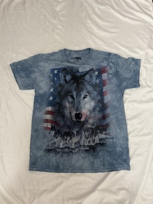 Y2K 3DTees the Mountain Graphic Wolf T-Shirt Size Medium