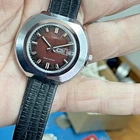 Vintage 1973 Timex "UFO Marlin" Maroon Dial Manual Wind Watch Running 278502773