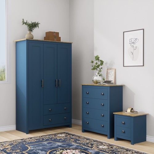 3 Piece Wardrobe Set Modern Bedroom Furniture Bedside Table Chest of ...