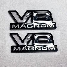 2x V8 Front Fender Door Emblem Chrome Black Badge NamePlate 94-01 Magnum1500 Van
