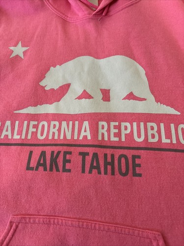 Felpa con cappuccio California Republic donna rosa medio orsetto logo Lake Tahoe pullover usata in ottime condizioni - Foto 4 di 10