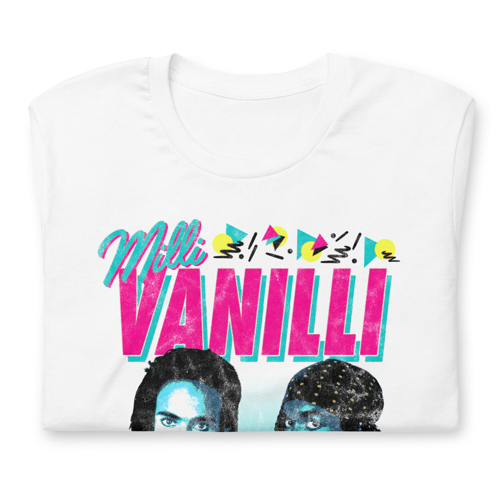 MILLI VANILLI Retro 90s Style Graphic White Tee Short-Sleeve