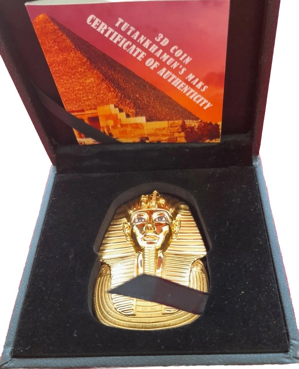 3oz 2018 TUTANKHAMUNS MASK EGYPTIAN ART 3D PALAU 999 SILVER $20 LIM/EDITION COIN