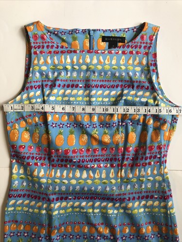 Harolds Shift Dress Summer Fruit Strawberry Lime Pineapple UK 8 4 6 S Blue Apple - Picture 5 of 11