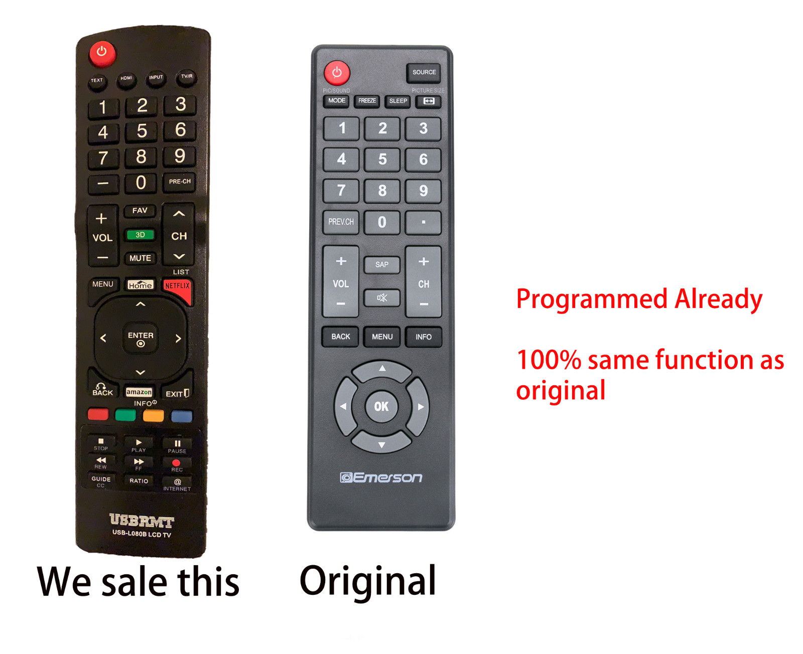 L080 Replaced For Emerson  Tv --already Programmed