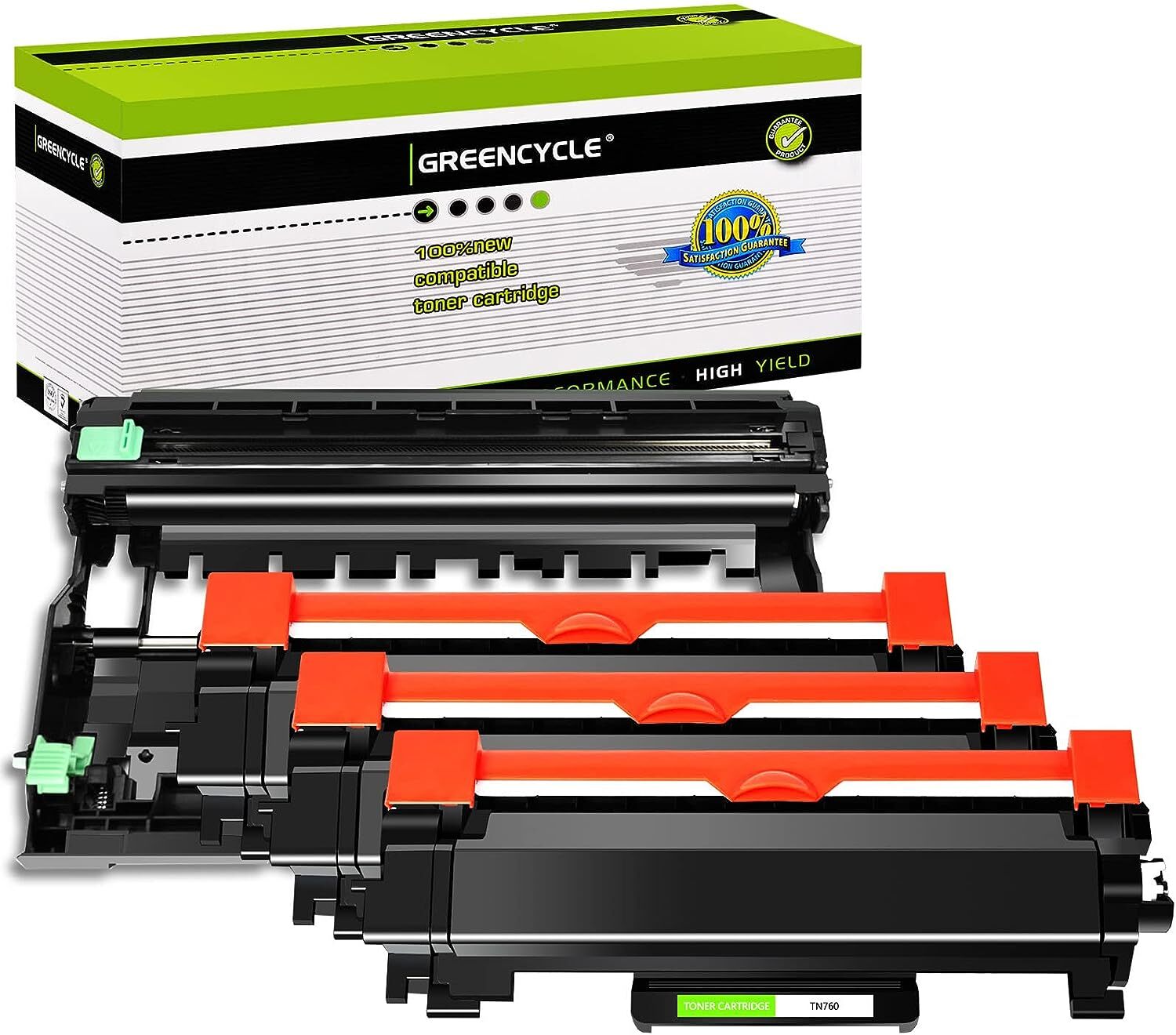 greencycle 3 TN760 Toner +1 DR730 Drum Fit for Brother MFC-L2750DWXL MFC-L2730DW