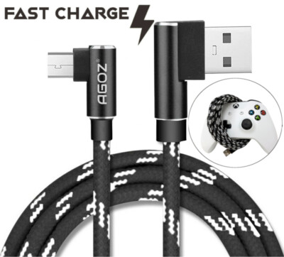 L Shape Micro USB Cable 90 Degree for Xbox One,One X,One S Controller - 4,6,10ft
