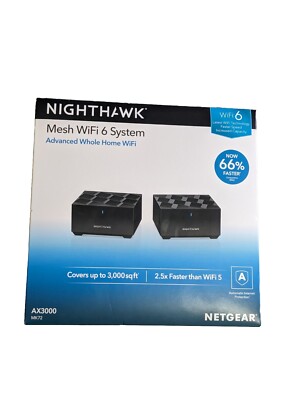 Nighthawk Advanced Whole Home Mesh WiFi 6 System (MK72)  AX3000 Router with 1