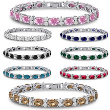 Pulsera Tenis con Circonita Cúbica Circonita Cíbica 7x5mm Ovalada Plateada - Envío GRATIS
