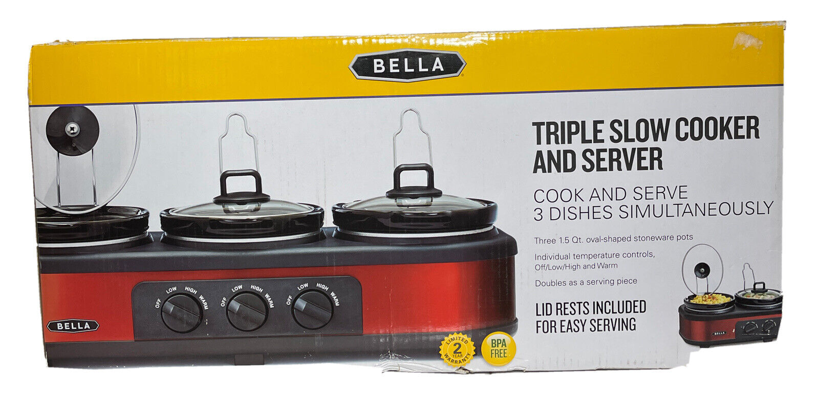 Bella Triple Slow Cooker and Server - NEW Populaire nieuwe werken