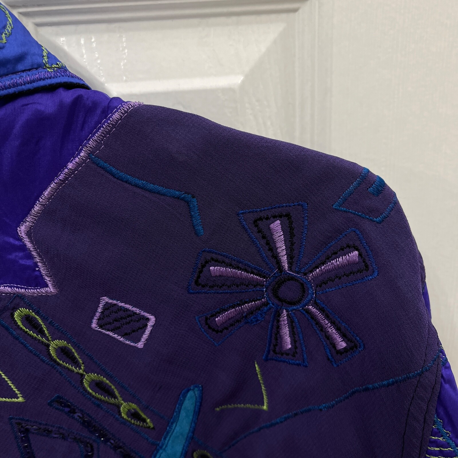 Chicos Jacket Women's Large 2 Patchwork Artsy Emb… - image 13