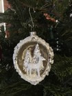 Pottery Barn Deer In The Trees — Snowy, Gold Pinecone Glass Christmas Ornament — photo 2