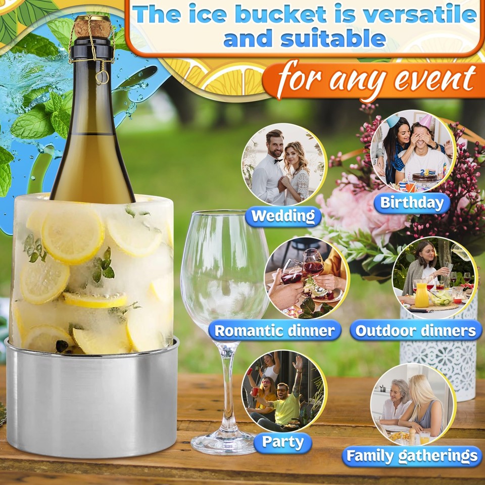 Champagne Bucket Ice Mold Wine Chiller Ice Bucket Flower Food Grade