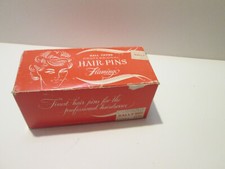 Vintage Flamingo Brand Box 3/4  Ball Tipped Hair Pins Crimped Black