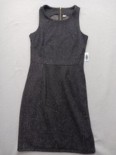 Old Navy Sleeveless Sheath Dress M Tall Black Silver Sparkle Cocktail Casual