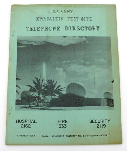 US Army Garrison Kwajalein Atoll Missile Test Site Base Phone Directory