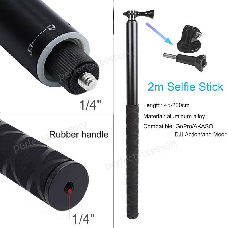 79" Extendable Selfie Stick For Gopro 13 12 11 10 9 8 7 6 5 Blcak 4 Silver MAX - Image 3 of 4