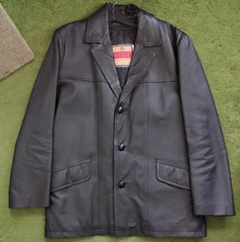Vintage Cooper Leather Jacket Car Coat Zip In Quilt Mens Black Medium