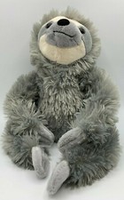 Dan Dee plush stuffed Sloth 14" Super Soft EUC light gray white