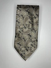 Bergamo New York Tie / Black Brown Paisley / 100% Polyester / L-57in & W-3.5in