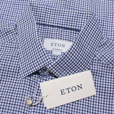 Eton NWT Casual Button Down Shirt Size 41 16 L Contemporary Fit in Blue White