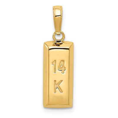 Avariah Massiv 14k Gelbgold 3D Bar Anhänger - 22 mm