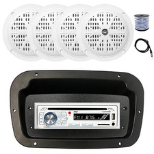 Pyle Marine CD Radio,Adapter,Spa Bezel, Antenna,Wire, 4x 4'' 100W White Speakers