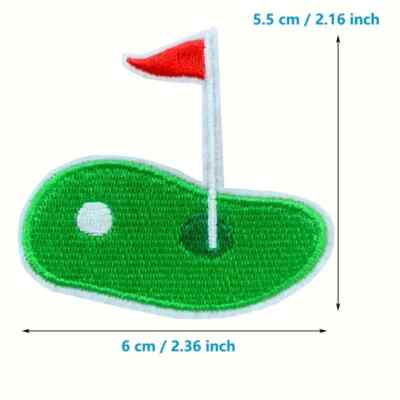 1 piece Golf Field Flag Iron-On Patch 2 1/2 x 2 1/4 inch FREE SHIPPING