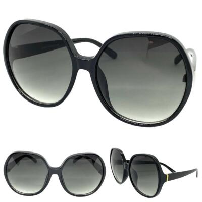 OVERSIZED EXAGGERATED Vintage Retro Style SUNGLASSES Large Big Round Black Frame