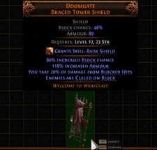 💥Path Of Exile 2💥Dawn Of The Hunt💥Shield💥Doomgate Braced Tower Shield