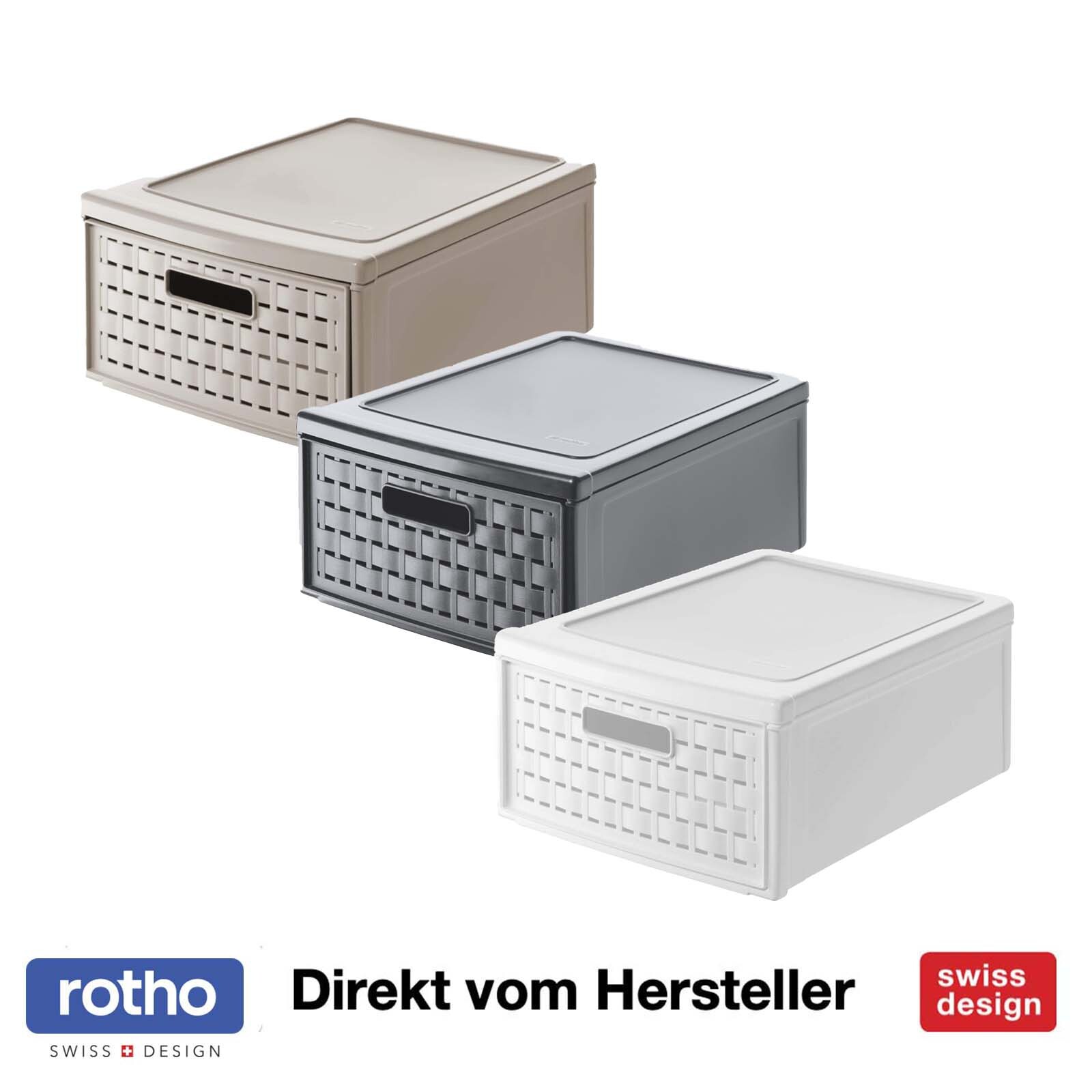 Rotho Schubladenbox klein COUNTRY 8,3 Liter stapelbar Aufbewahrungskorb Rattan