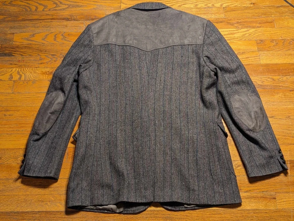 Chaqueta de traje Pendleton Western vintage para hombre 46 blazer largo parches en el codo gris EE. UU. Foto 3 de 4