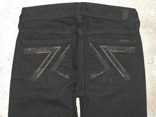 7 for all Mankind Flynt Bootcut Jeans Donna Taglie 24 Nero Elasticizzato  L28 | eBay