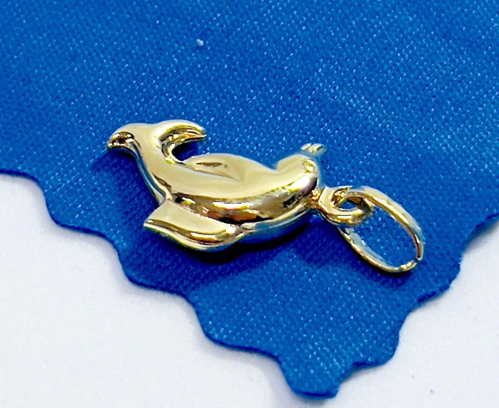 Small 10K Karat Solid Yellow Gold Designer DOLPHI… - image 6