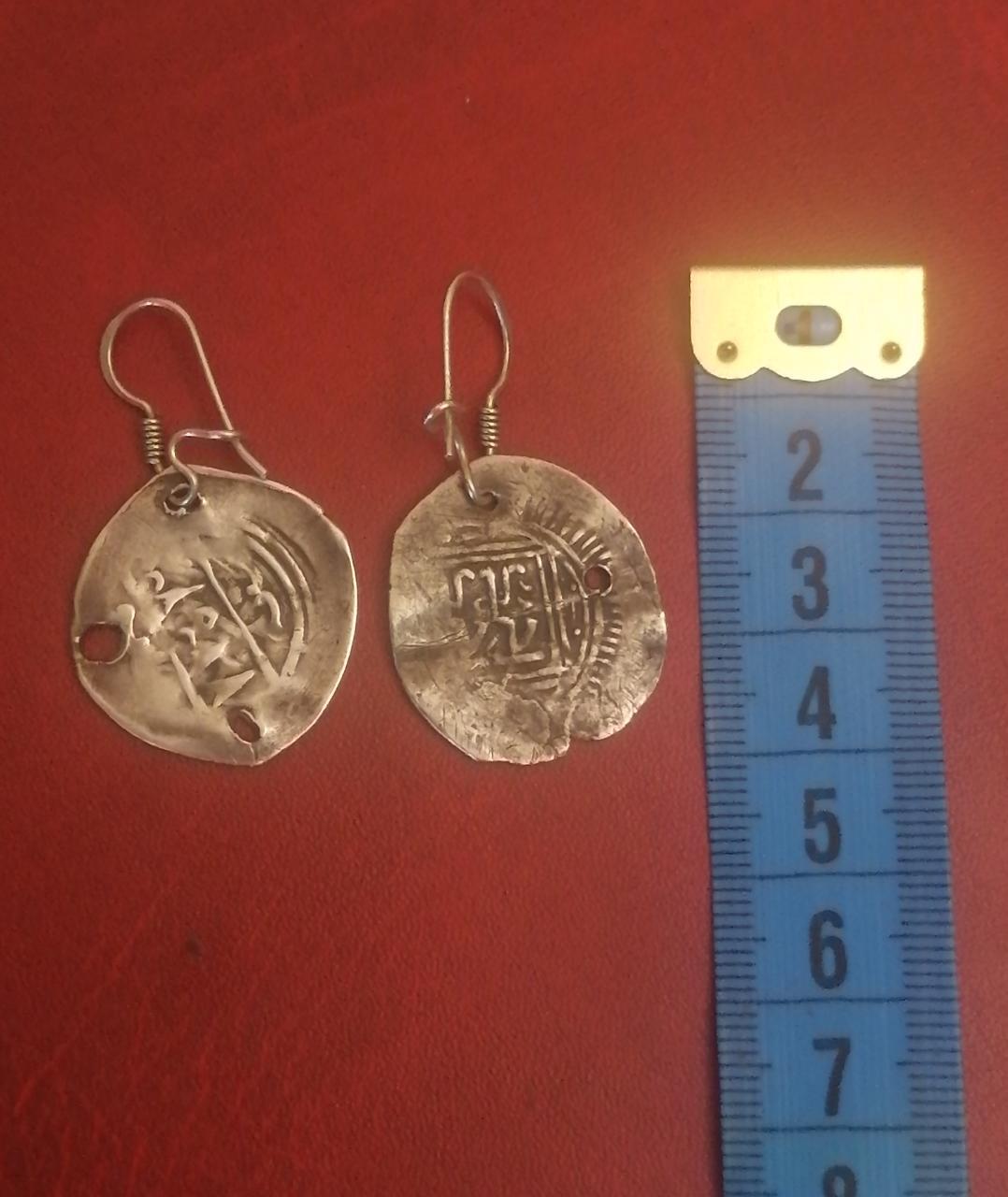 Antique Moroccan Coin Solid Silver Circle Earring… - image 7