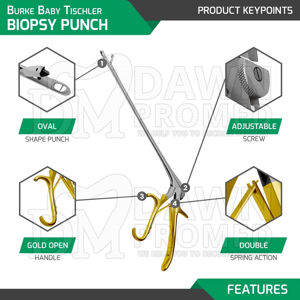 Burke Baby Tischler Biopsy Punch Forceps 4.5 X 3 X 1.5 mm Bite OB/GYN German Gr - image 3 of 4
