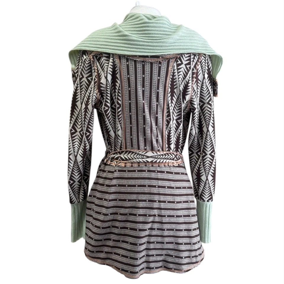 Gimmicks на BKE коричневый слоновой кости богемный пэчворк кардиган свитер женщин средний - Изображение 2 из 4