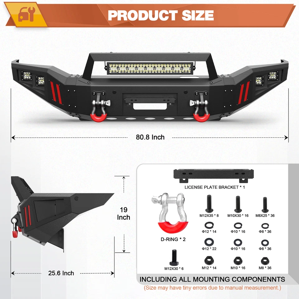 Steel Front Bumper w/Winch Plate For Toyota Tundra/Sequoia 2007-2013 SR5 Limited Foto 3 de 4