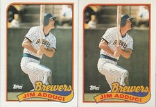 FREE SHIPPING-MINT-1989 Topps #338 Jim Adduci Brewers -2 CARDS