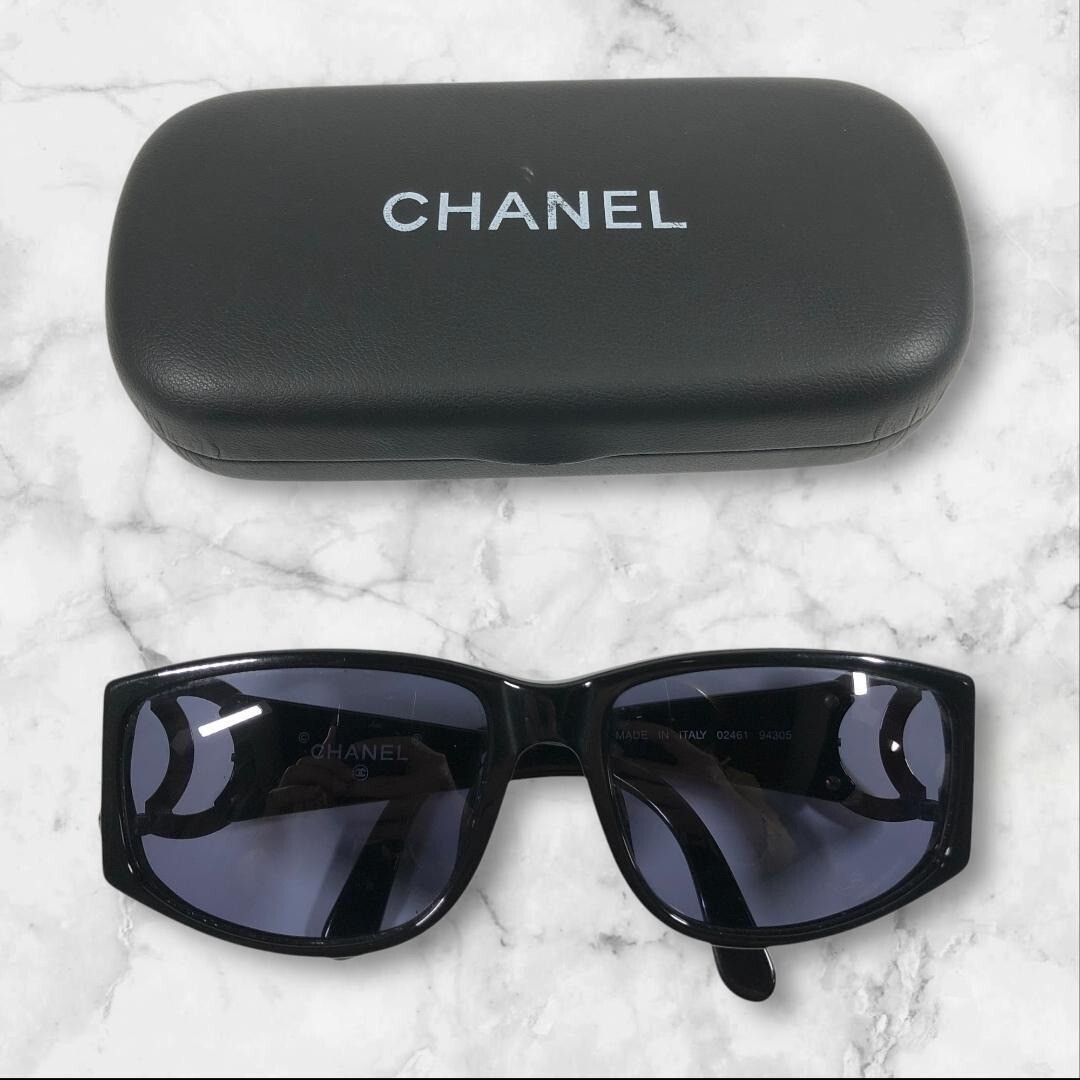 CHANEL 01452 94305 Black Sunglasses Coco Mark Logo Plastic Frame #16