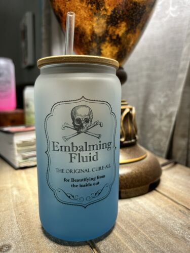 Embalming Fluid 16oz Tumbler with Lid and Straw BLUE - Picture 1 of 2