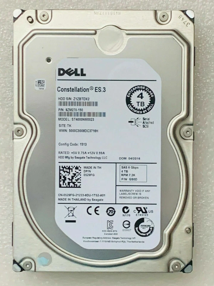 NEW Dell 529FG ST4000NM0023 4TB 7.2K 6G 128MB Cache 3.5" SAS HDD Hard Drive - Image 2 of 4