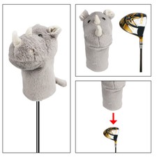 Premium Cartoon Plush Rhinoceros Grey Golf Club Head Cover for Driver Head Cover