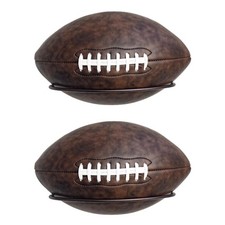 Set of 2 Wall Mounted Football Display Stands, Metal Ball Storage Rack for Sp...