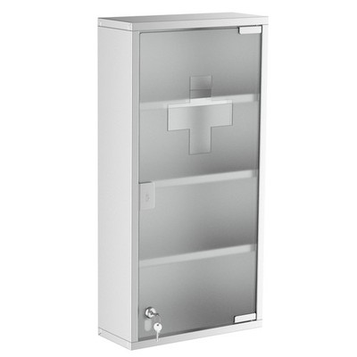 12'' x 24'' Lockable Medicine Cabinet, 4 Tier Stainless Steel Bathroom Wall Box