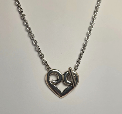 James Avery Sterling Silver Retired Heart Toggle Necklace with ~16.5" Chain
